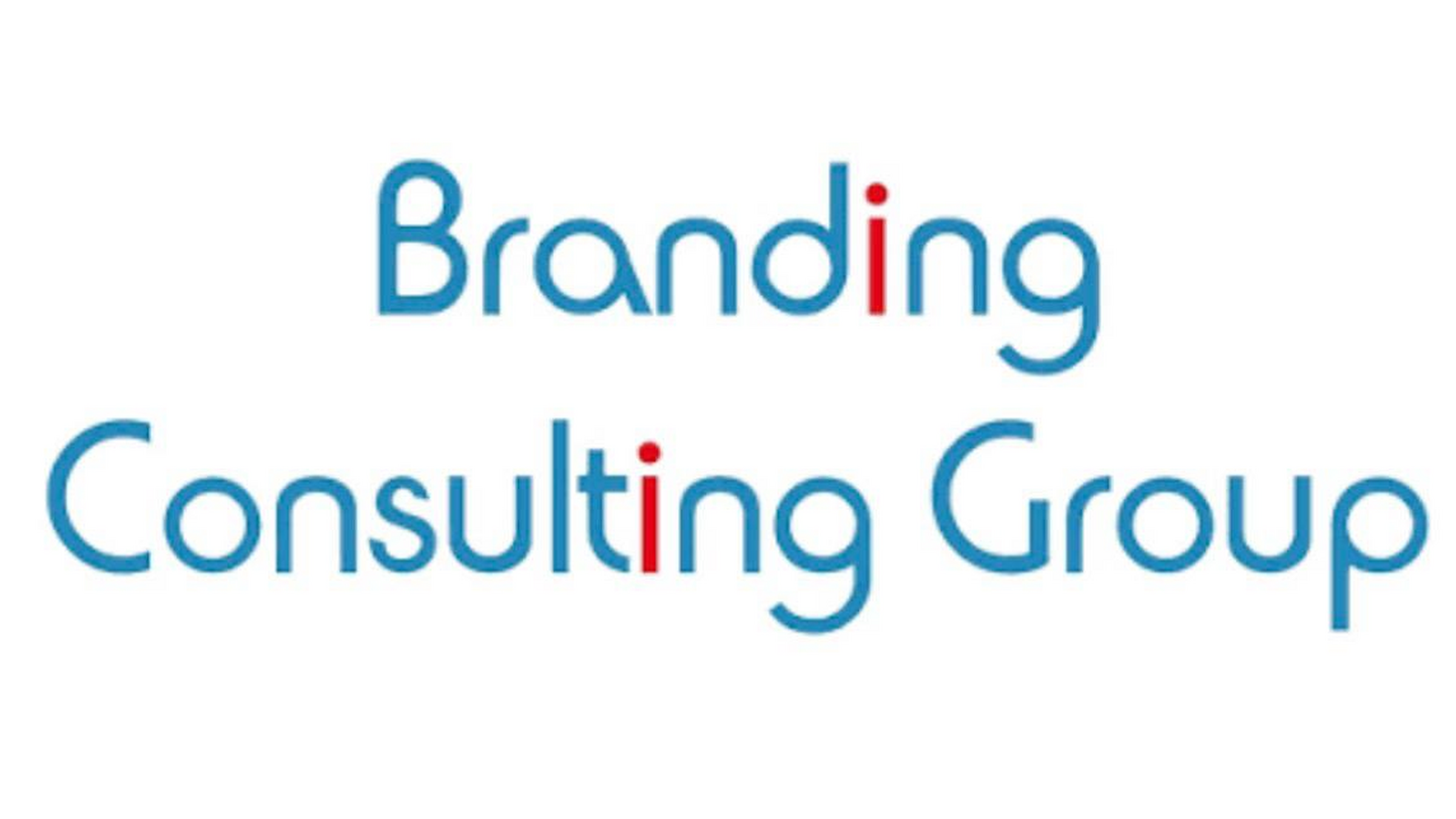 Logotipo de Branding Consulting Group en azul y rojo sobre fondo blanco.